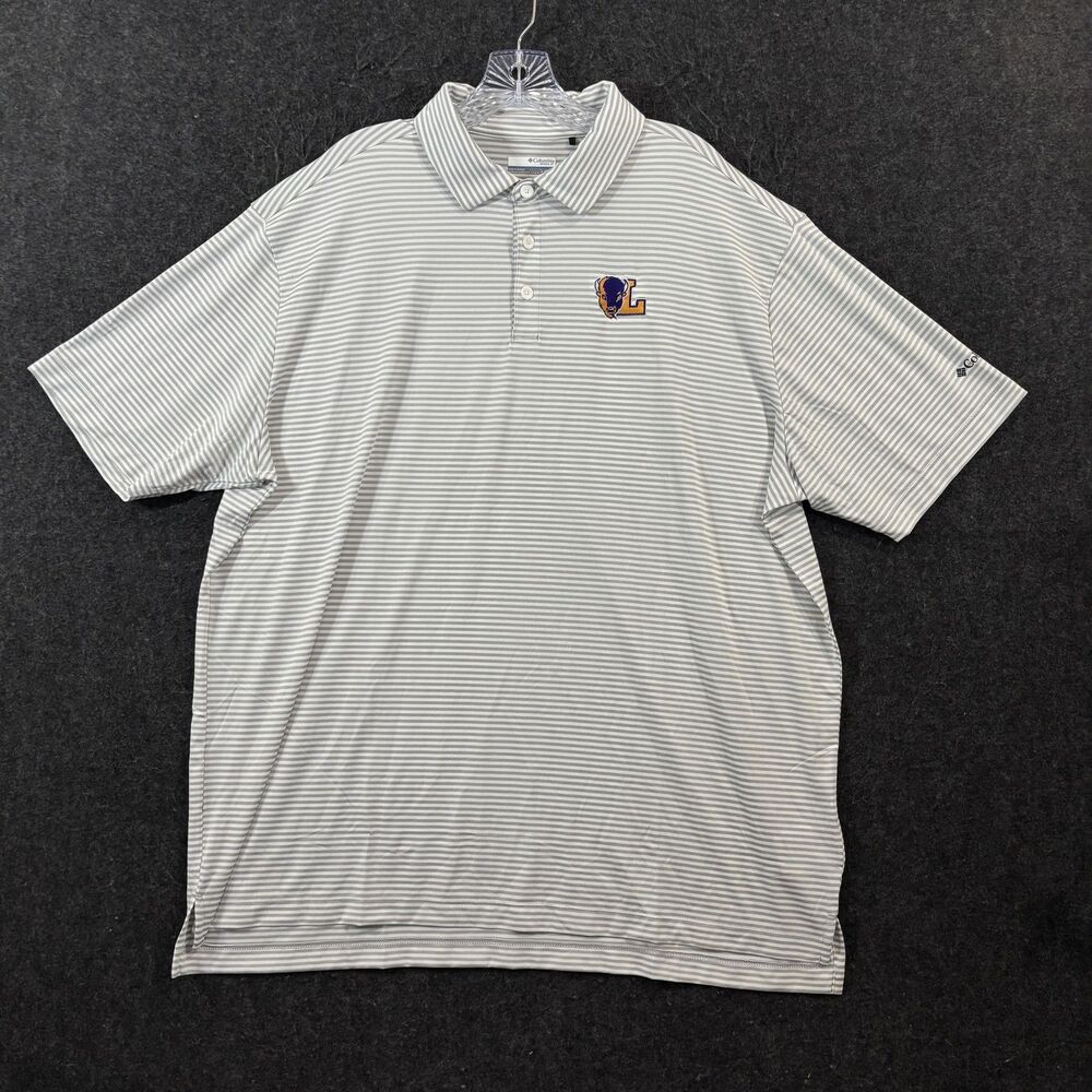 Lipscomb Bisons Polo Shirt Men's XXL Gray Striped Columbia Performance Omni-Wick